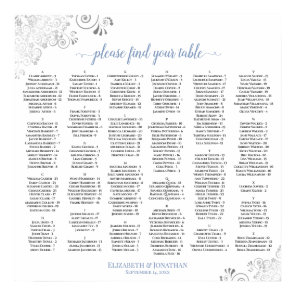 Silver Lace Dusty Blue Alphabetical Seating Chart