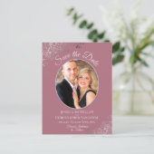 Silver Lace Dusty Rose Wedding Save the Date Photo Announcement Postcard (Standing Front)
