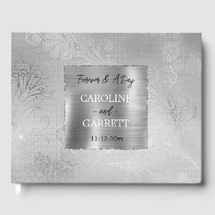 Silver Lace Floral Guest Book