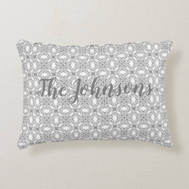 Silver Lace Pattern Accent Pillow (Front)
