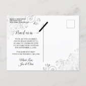 Silver Lace Pink Wedding Save the Date Oval Photo Announcement Postcard (Back)