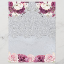 Pink Floral & Lace Wedding Scrapbook Paper