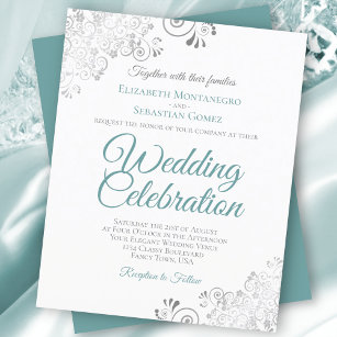 Turquoise Silver Wedding Invitations & Templates