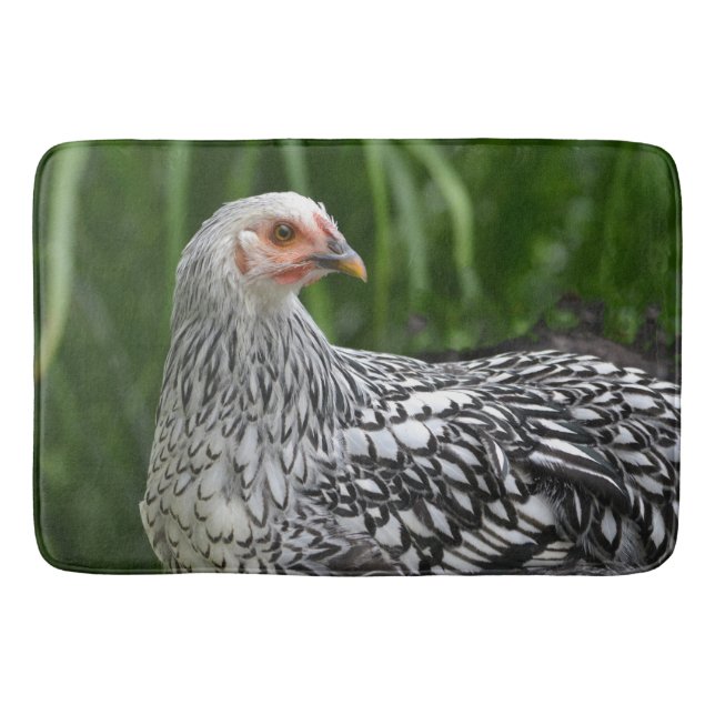 Silver Laced Wyandotte Chicken Bathroom Mat (Front)