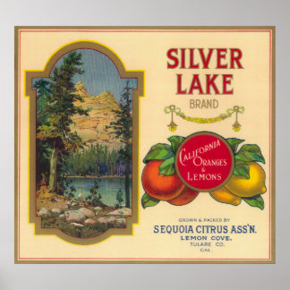 Silver Lake Orange LabelLemon Cove, CA Poster