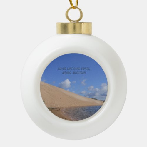 Silver Lake Sand Dunes Mears Michigan  Ceramic Ball Christmas Ornament