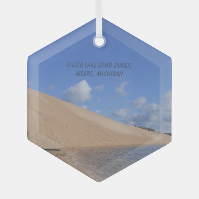 Silver Lake Sand Dunes, Mears, Michigan   Glass Ornament (Front)
