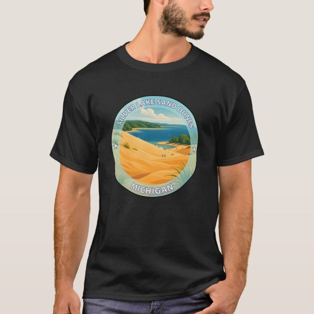 Silver Lake Sand Dunes Michigan retro T-Shirt (Front)