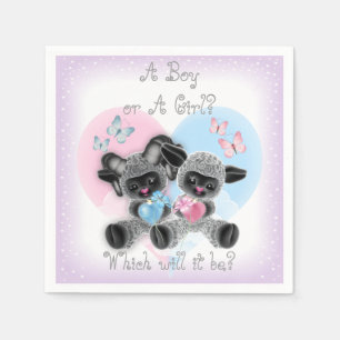 Silver Lamb Baby Gender Reveal Paper Party Napkins