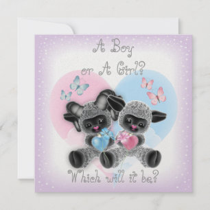 Silver Lamb Baby Gender Reveal Party Invit Invitation