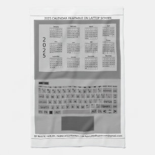 Silver Laptop Keyboard 2025 Calendar On Screen Kitchen Towel