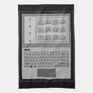 Silver Laptop Keys 2026 Calendar Black Kitchen Towel