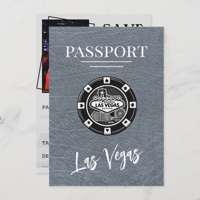 Silver Las Vegas Passport Save The Date (Front/Back)
