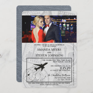 Silver Las Vegas Passport Wedding Invitation