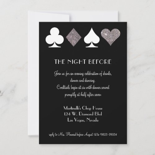 Silver Las Vegas Rehearsal Dinner Invitation