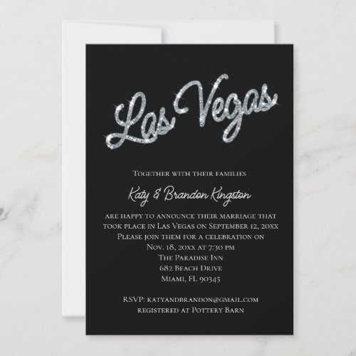 Silver Las Vegas Sparkles Post Wedding Invitation