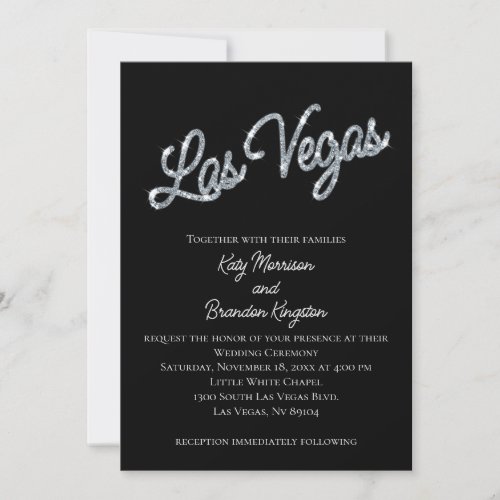 Silver Las Vegas Sparkles Wedding Invitation