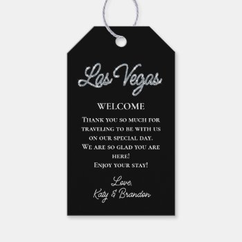 Silver Las Vegas Sparkles Wedding Welcome Gift Tags by prettyfancyinvites at Zazzle