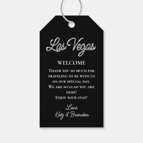 Silver Las Vegas Sparkles Wedding Welcome Gift Tags