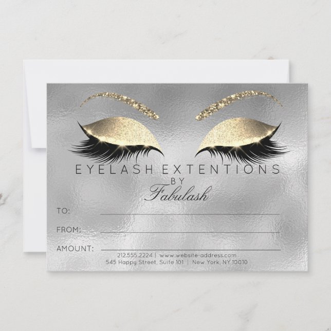 Silver Lashes Extension Makeup Certificate Gift (Front)