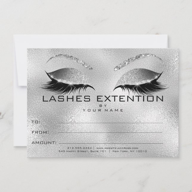 Silver Lashes Extention Makeup Certificate Gift (Front)