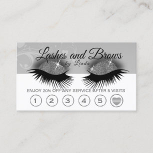 Silver Lashes on White and Gray Loyalty Card