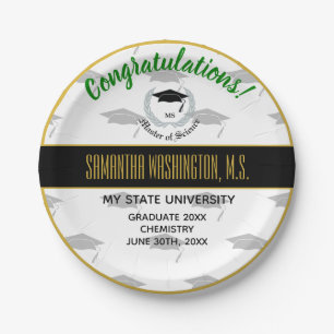 Silver Laurel Master Science Graduation Party Paper Plates