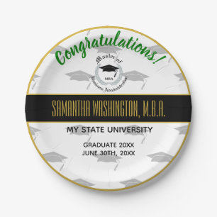 Silver Laurel Masters Degree MBA Graduation Party Paper Plates