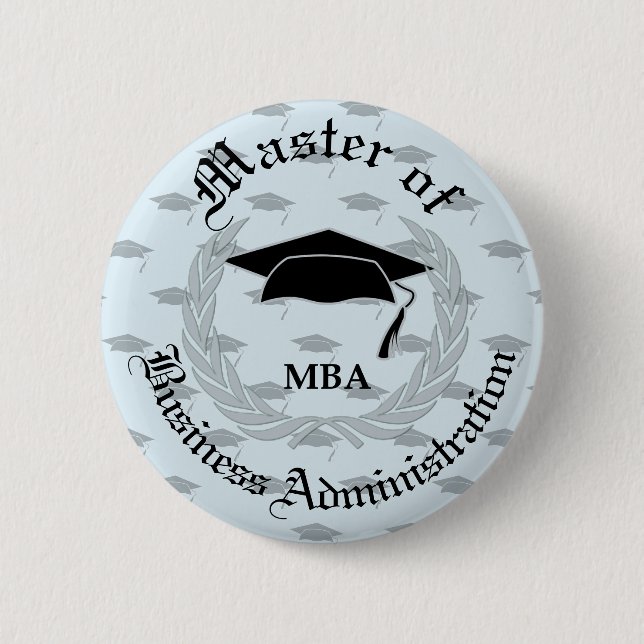 Silver Laurel Wreath MBA Graduation Button (Front)