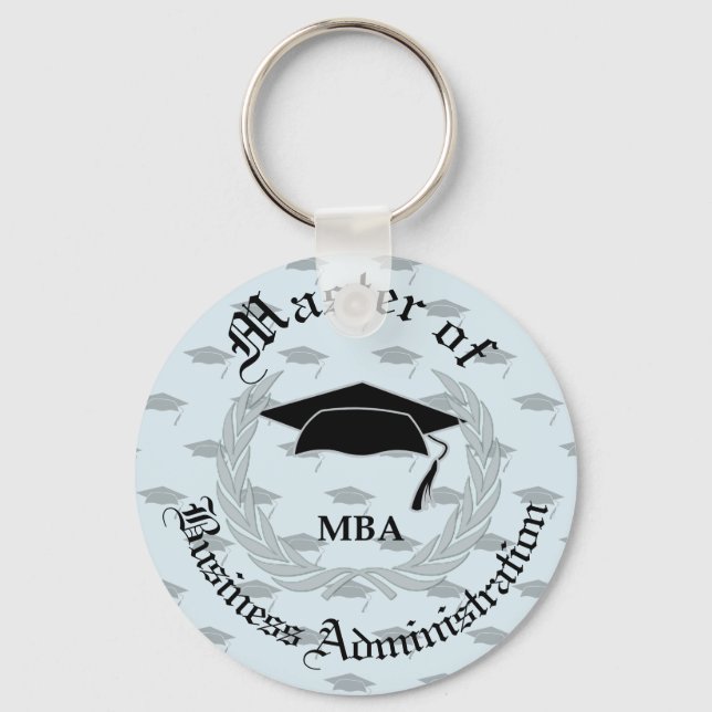 Silver Laurel Wreath MBA Graduation Keychain (Front)