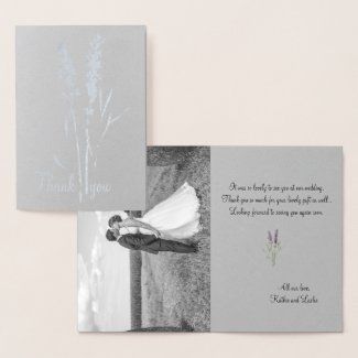 silver lavender -add wedding photo foil card