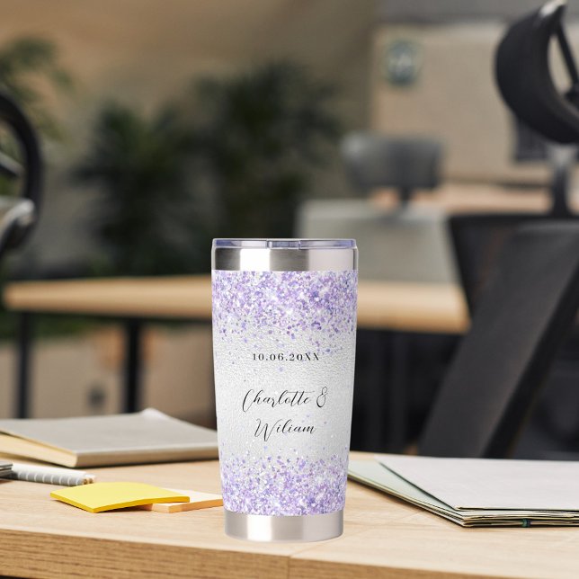 Silver lavender elegant wedding insulated tumbler (Creator Uploaded)
