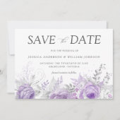 Silver & Lavender Enchanted Floral Wedding  Save The Date (Front)