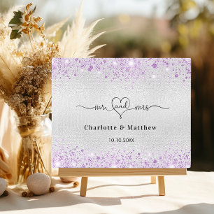 Silver lavender names wedding guest book