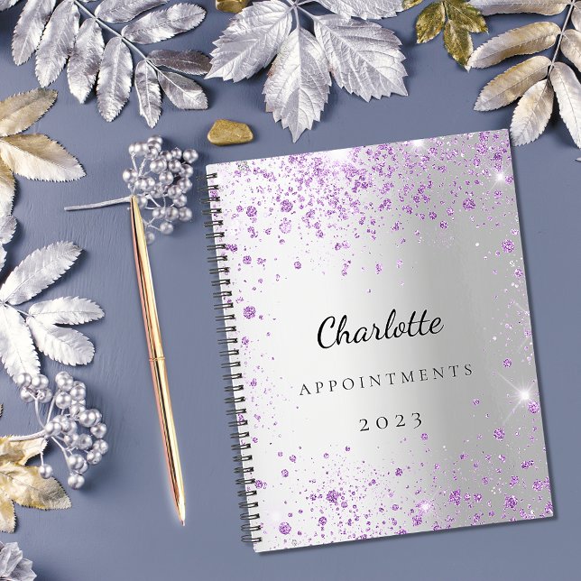 Silver lavender violet glitter name 2026 planner (Creator Uploaded)
