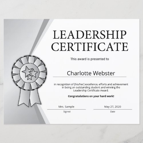 Silver Leadership Certificate of Achievement PDF
