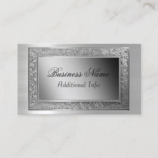 Silver Leaf Frame Business Card | Zazzle