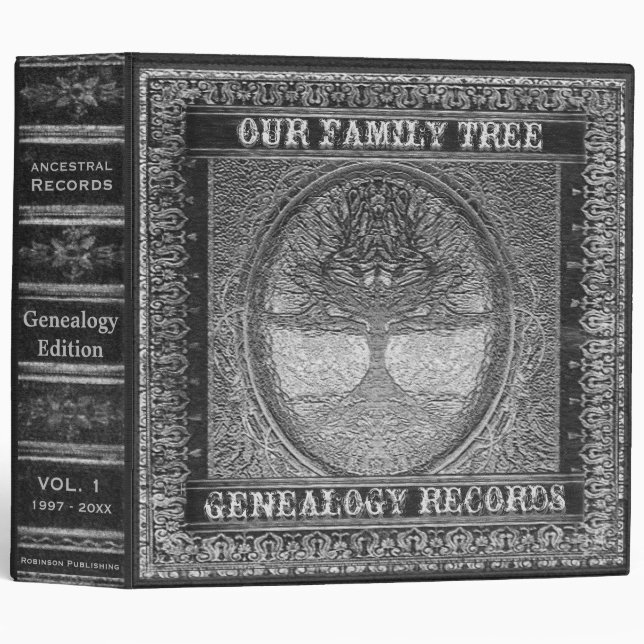 Silver Leaf Look Genealogy Binder (Front/Spine)