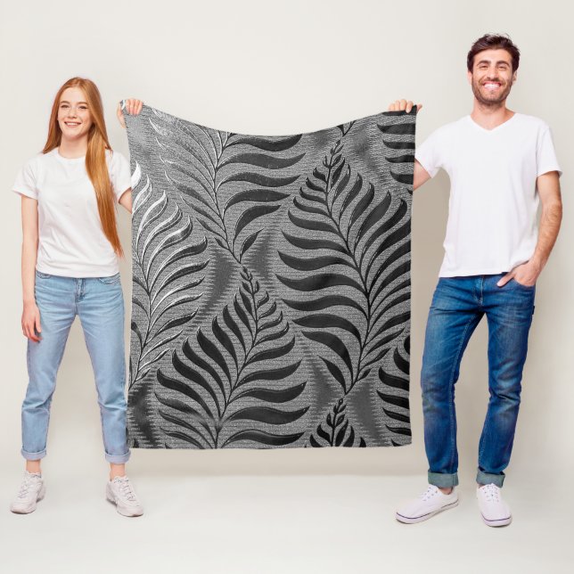 Silver Leaf Motif Fleece Blanket (In Situ)