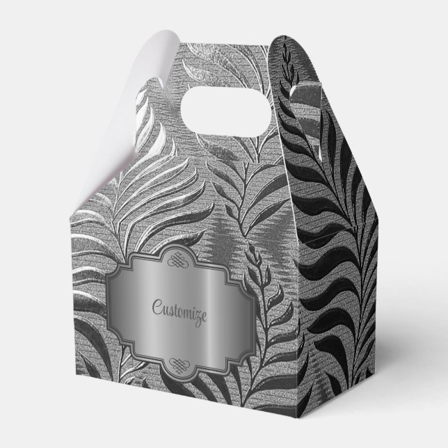  Silver Leaf Motif Gable Favor Boxes (Front Side)