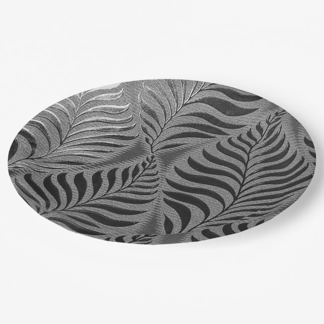  Silver Leaf Motif Paper Plates (Angled)