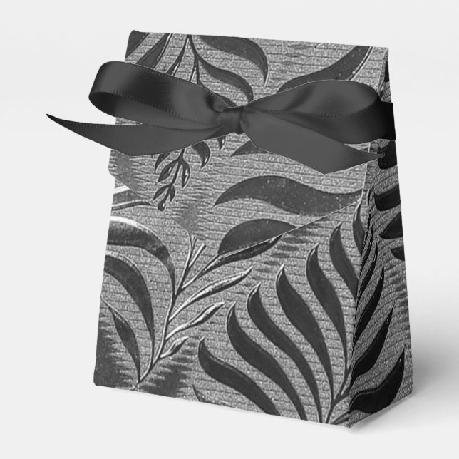  Silver Leaf Motif Tent Favor Boxes (Front Side)