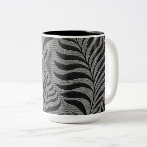 Silver Leaf Motif Two_Tone Coffee Mug