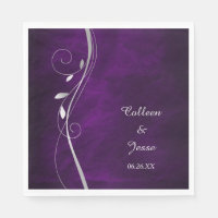 Silver Leaf Swirl Purple Wedding