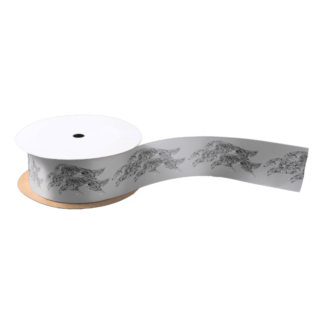 Silver Leaping Borzoi Ribbon (Spool)