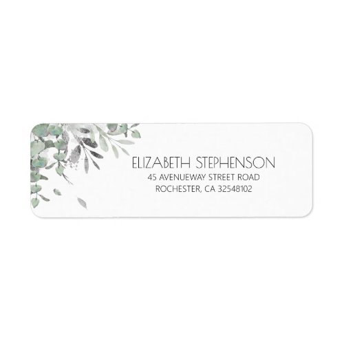 Silver Leaves Greenery Elegant Label