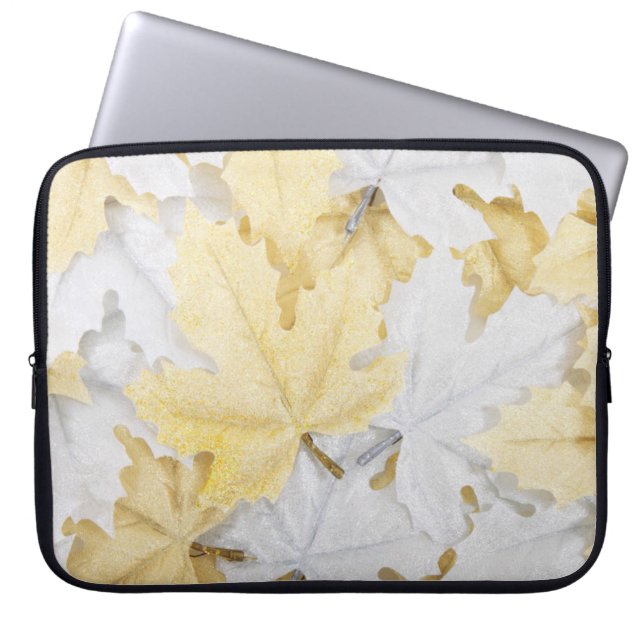Silver Leaves Laptop Sleeve (Front)
