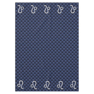 Silver Leo Symbol on Navy Blue Carbon Fiber Print Tablecloth