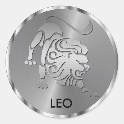 Silver Leo the Lion _ Zodiac Sign Classic Round Sticker