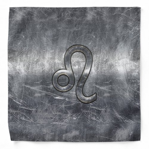 Silver Leo Zodiac Sign in Grunge Distressed Style Bandana
